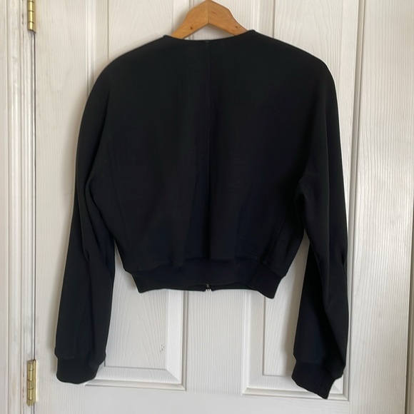 Stella McCartney Black V-neck Front Zip Cropped Wool Blend Jacket size 4 - Picture 3 of 9